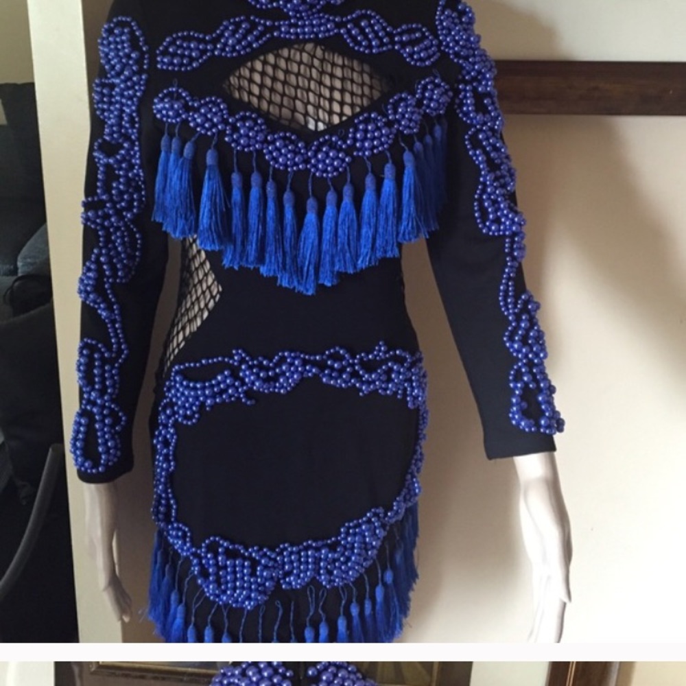 NWT Gorgeous designer party fringe dress - Picture 3 of 4